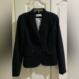 Calvin Klein Dark Blue (Almost Black look) Two Buttons Blazer with Pencil Skirt